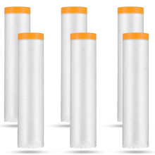 6 Rotoli Pellicola per Pittori In Plastica con Nastro Adesivo, Mascheratura Pre-Nastrata, Nastro e Drappeggio Migliori per L'Industria