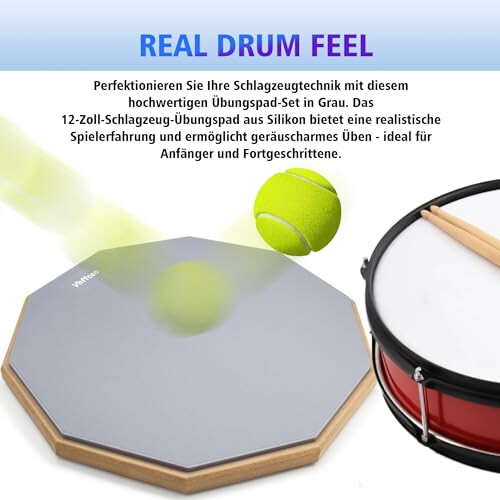 12" Adjustable Drum Practice Pad Set with Stand and Storage 1