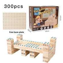 (Builder 300pcs)Bloques de construcción clásicos de madera para niños acabado no tóxico a base de agua para juego creativo