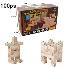 (Builder 100pcs)Wooden Classic Building Blocks Kid Nontoxic Water Based Finish For Creative Play