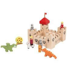 (Castle)Bloques de construcción clásicos de madera para niños acabado no tóxico a base de agua para juego creativo