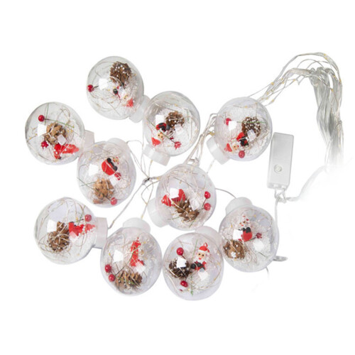 Santa Globe String Lights, PVC, 3.3yd, Battery Powered