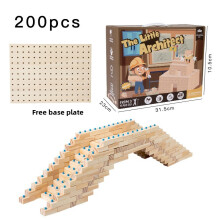(Builder 200pcs)Wooden Classic Building Blocks Kid Nontoxic Water Based Finish For Creative Play
