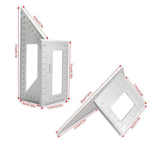 3D Multi-Angle Aluminum Miter Ruler 90/45 Woodworking Layout Tool 1