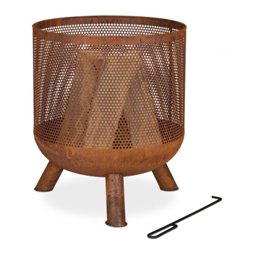 Cesta de fogo de malha cor de ferrugem 1