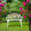 Banco de jardim branco-bronze com rosas 2