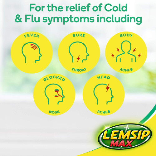 Lemsip Lemsip Max Cold and Flu, Lemon, 10 Sachets, Paracetamol, Headache 2