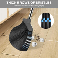 Broom and Dustpan Set for Home,Broom and Dustpan Combo Set with Dust Pan Teeth to Clean Hair for Home Kitchen Office