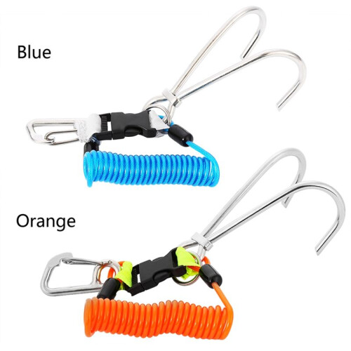 Drift Hook Spring Anti-Lost Rope Double End Diving Hook with Spiral Coil Lanyard Scuba Current  Hook 2