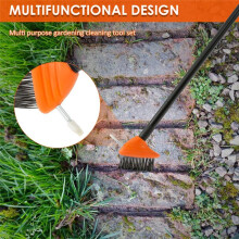 Weed Remover Tool Brush Garden Grass Rooting Gardening Loose Soil Adjustable Handle Wire Brush 2 Brush