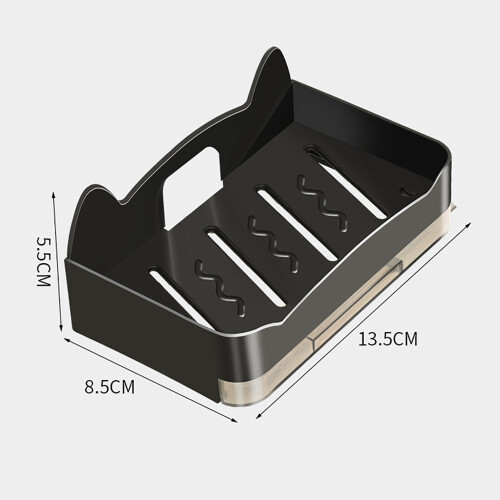 Bathroom Black Wall-Mounted Soap Dish Holder Square Design No Drilling Needed 1