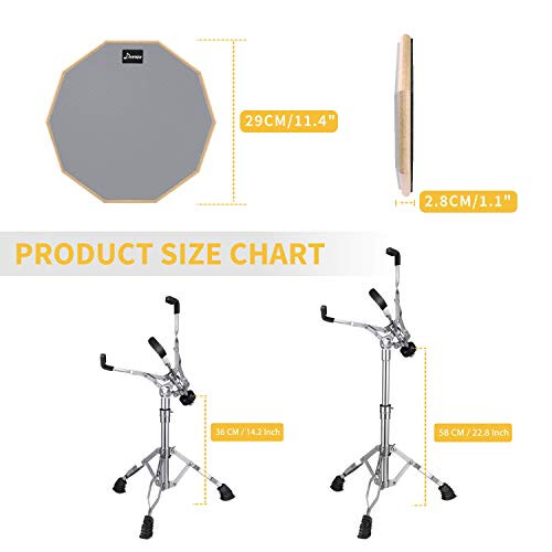 Donner Drum Practice Pad Kit, Double-Sided 12" Pad, Drumsticks, Adjustable 2
