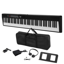 88-Key Folding Piano Keyboard, Portable Folding Digital Piano Keyboard with Semi-Weighted Keys, Bluetooth MIDI, 1000 Tones, 50 Demos, Carrying Bag In