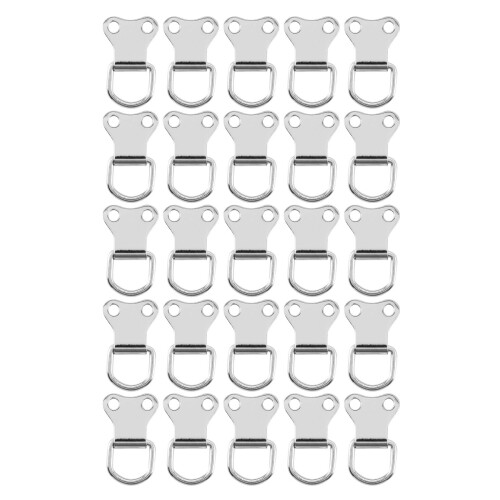 50 Pcs D-Ring Picture Frame Hanging Hooks Double Hole Hangers with Screws Silver 2