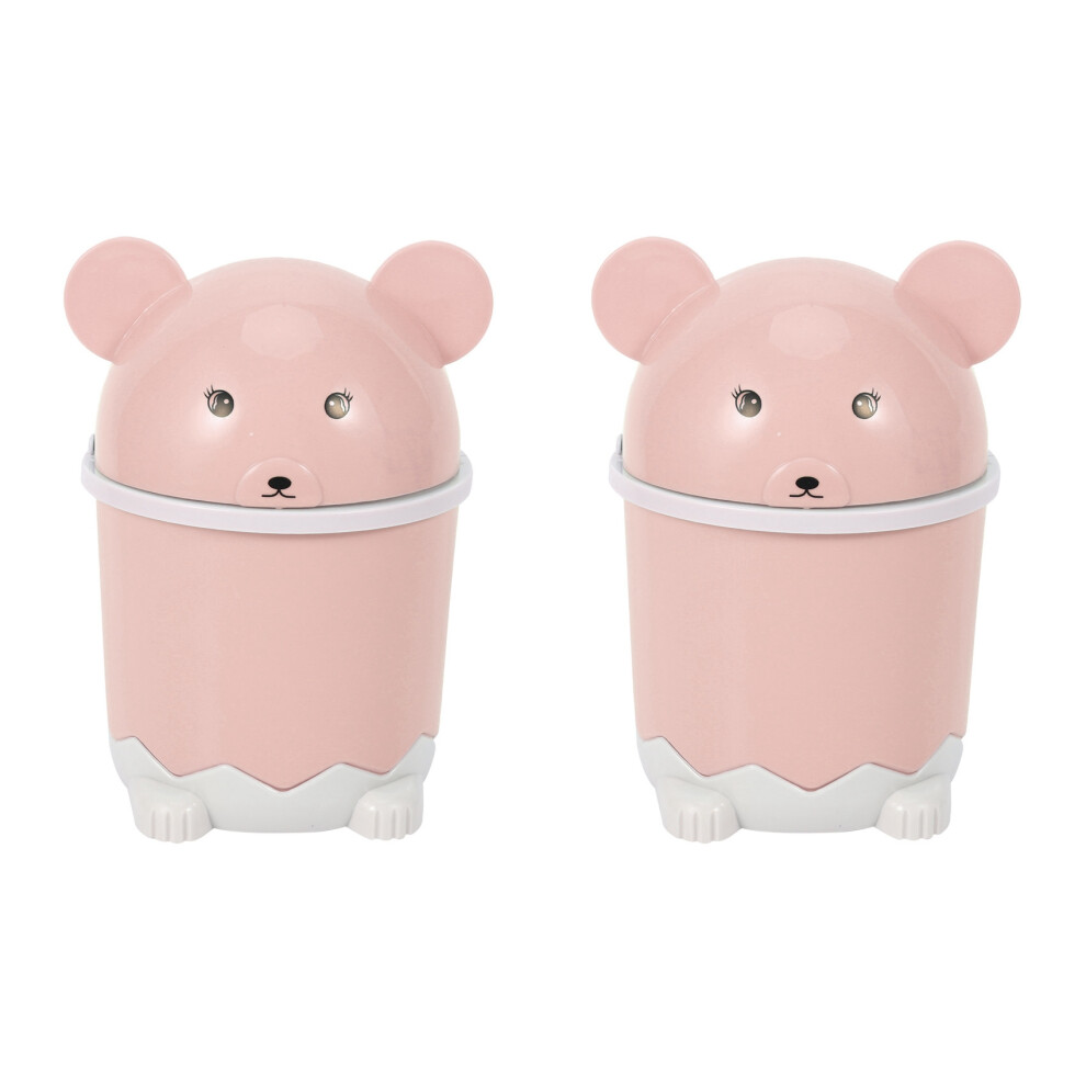 2X Cute Desktop Trash Desktop With Lid Small Paper Basket Flip Plastic Trash Can 6031368563283
