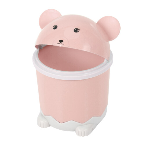2X  Cute Desktop Trash Desktop with Lid Small Paper Basket  Flip Plastic Trash Can 2