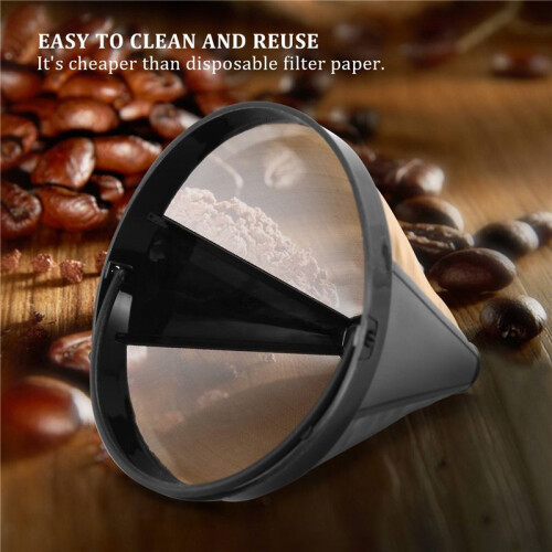 2PCS Reusable Cone Coffee Maker Filters for  Coffee Bar Brewer Replacement Permanent Basket Filter