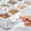 Divided Serving Tray with Lid 6 Compartment Veggies Tray Portable Square Snackle Box Stackable Travel Storage Containers 5