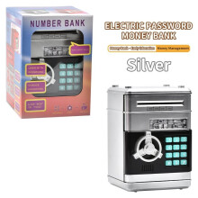 (Silver)Hucha electrónica para dinero en cajero automático con contraseña regalo para niños de gran capacidad