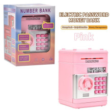 (Pink)Electronic Atm Money Safe Piggy Bank With Passoword Gift For Kids Capacity Large