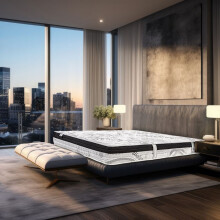 Materasso 140x190 cm, Sleeplux, 26 cm, lattice, schiuma ad alta densità, rigido, indipendenza del riposo, lato estate/inverno