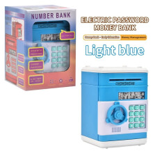 (Light Blue)Hucha electrónica para dinero en cajero automático con contraseña regalo para niños de gran capacidad