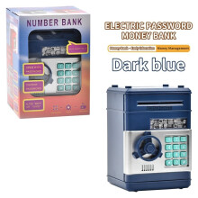 (Dark Blue)Electronic Atm Money Safe Piggy Bank With Passoword Gift For Kids Large Capacity