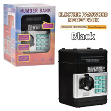 (Black)Tirelire électronique Atm Money Coffre-fort avec mot de passe cadeau pour enfants grande capacité