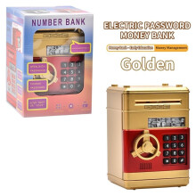 (Gold)Hucha electrónica para dinero en cajero automático con contraseña regalo para niños de gran capacidad