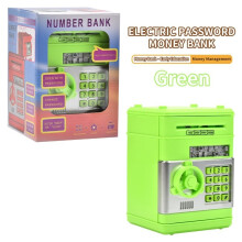 (Green)Cofrinho eletrônico com cofre de dinheiro ATM com senha presente para crianças grande capacidade