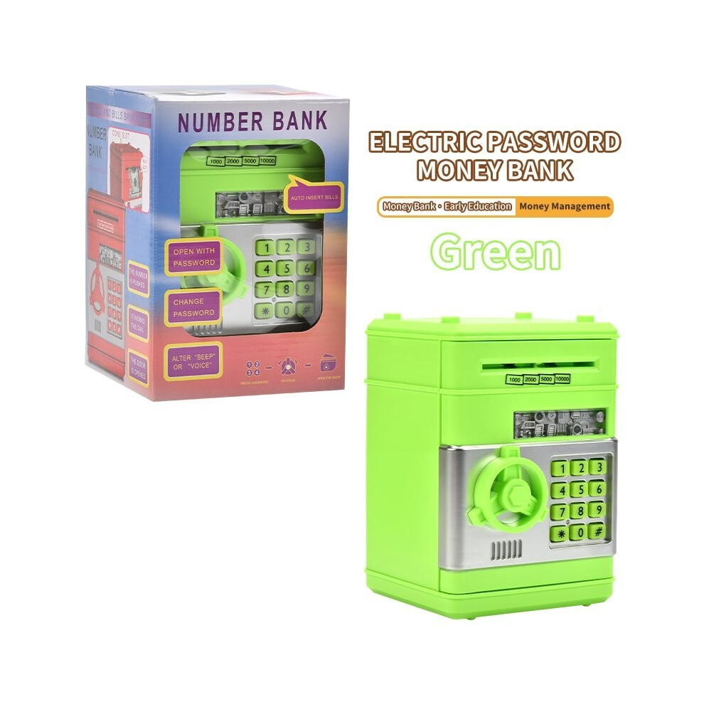 (Green) Money Electronic Atm Safe Piggy Bank With Passoword Gift For Large Kids Capacity
