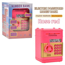 (Rose Red)Electronic Atm Money Safe Piggy Bank With Passoword Gift For Kids Capacity Large
