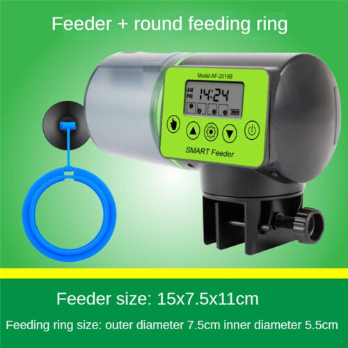 Automatic Fish Feeder +Feeding Circle Fish Tank Auto Feeding Dispenser LCD Indicates Timer Aquarium Accessories-B 2