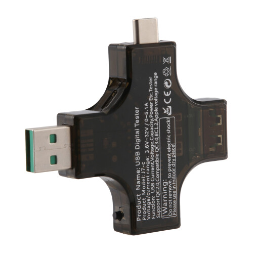 2 im 1 Typ C USB-Tester Farbbildschirm LCD-Digitalmultimeter, USB C Spannungsstrom Voltmeter Ampere Voltmeter Detektor 2