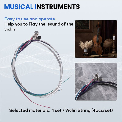 Parts For Stringed Instruments A Set of Violin Strings E-A-D-G Core Aluminum Alloy Steel Strings Wound ...