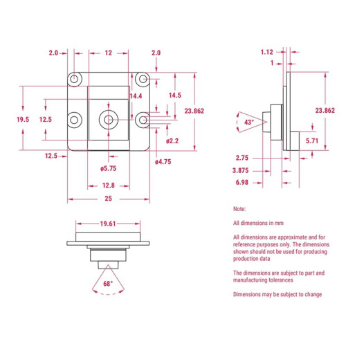 For Raspberry Pi Al Camera with 12MP for  IMX500 Sensor for Pi 2/3/4/Pi Zero/Pi 5