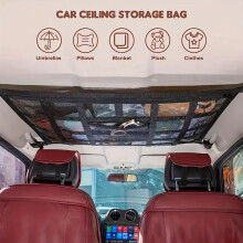 (Sixth generation black [30 grid double layer doubl) SUV Car Storage Mesh Net - Anti-Sag Black Pocket