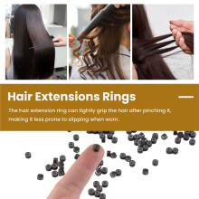 200 PCS 5mm Anillos de color marron oscuro de Silicona forrado Enlaces Perlas para Extensiones de cabello