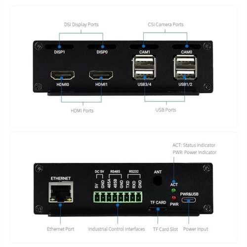 For Raspberry Pi Compute Module 4 PoE -Computer (Type B) Based ,with Metal Case Cooling Fan CM4 PoE IO Board EU Plug 1