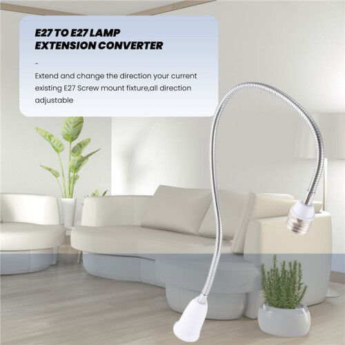 E27 to E27 Light Lamp Bulb Flexible Extension Adaptor Converter (White,60cm) 2
