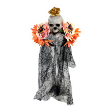 (1) Hair Band with Skeleton Decoration Gothic Floral Leaf Veils Hair Hoops for Women Girls Masquerade Party