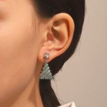 (04) Rhinestones Christmas Ear Studs Xmas Festive Theme Alloy Fashion Jewelry Birthday Gifts for Women Girls