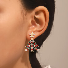 (03) Rhinestones Christmas Ear Studs Xmas Festive Theme Alloy Fashion Jewelry Birthday Gifts for Women Girls