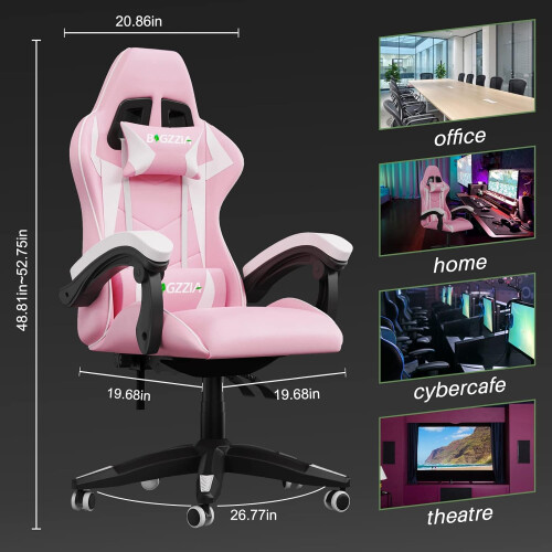 Ergonomic Gaming Chair with Lumbar Support Pink 1