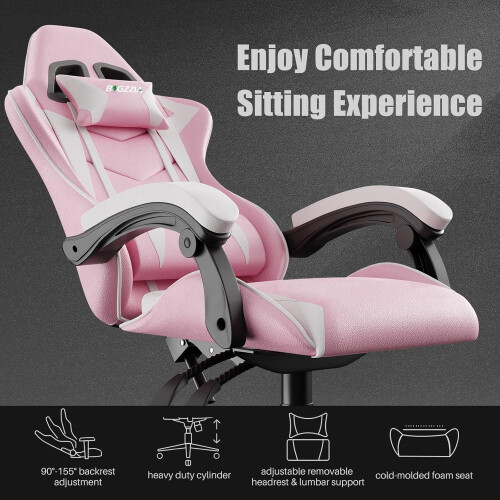 Ergonomic Gaming Chair with Lumbar Support Pink 2