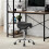 Adjustable PU Leather Rolling Saddle Stool Black 2