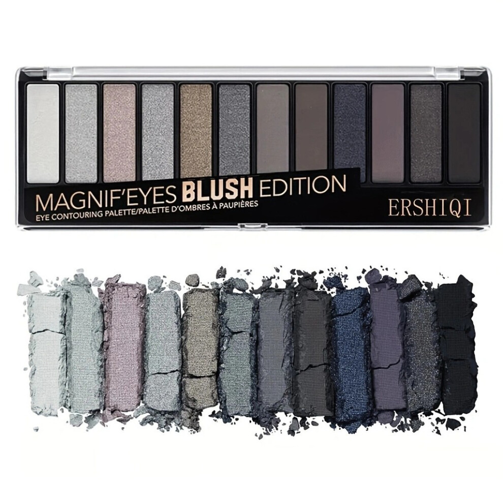 (Style C) Eyes Magnif Ershiqi 12 Disc Eyeshadow Palette Highly Makeup Smokey Pigmented