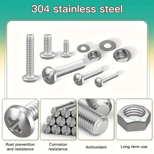 710PCS Phillips Screws & Nuts Kit - High Strength, Corrosion Resistant
