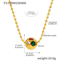 (Green diamond) Colorful Zircon Choker Necklace for Women