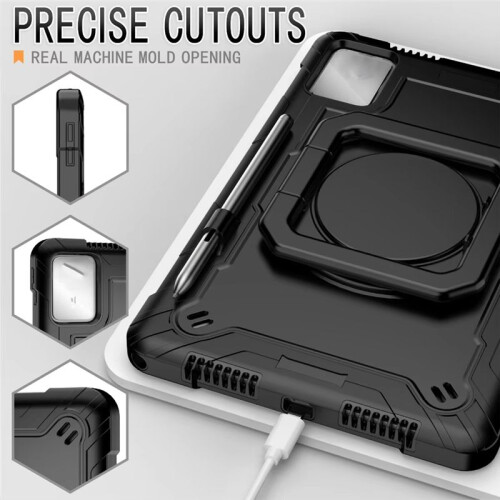 Nova Capa para Tablet para  Tab M11 TB331FC Pad 11 Polegadas 2024 Suporte Giratório com Alça de Ombro Capa Preta 2